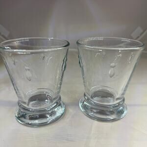 Set of 2 La Rochere Abeille Bee Glass Tumblers 8 Oz French Clear France